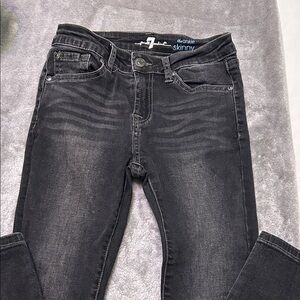 7 For All Mankind Washed Black Skinny Ankle Jeans - kids
